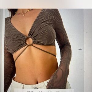 Mesh Brown Swirl Crop Top